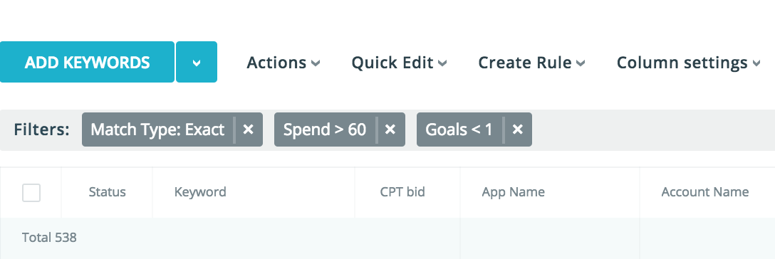 ASA Target Cost per Goal