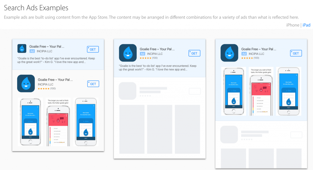 Apple Search Ads examples by SearchAdsHQ