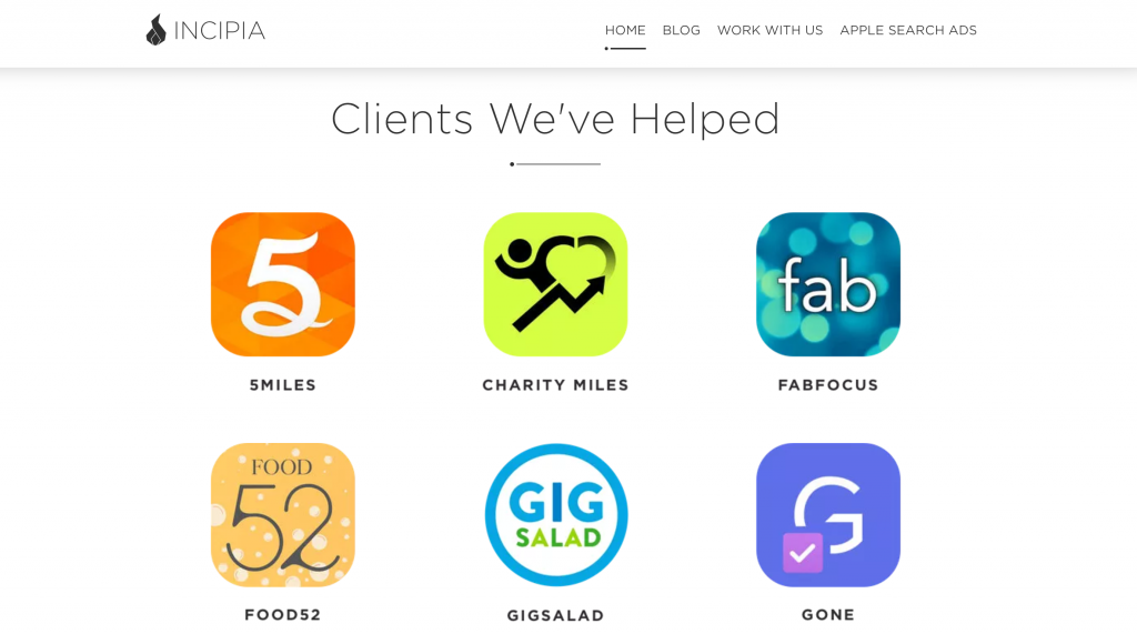 incipia app marketing agency splitmetrics clients